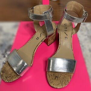 Unisa Silver Sandals with Block Heel size 8M